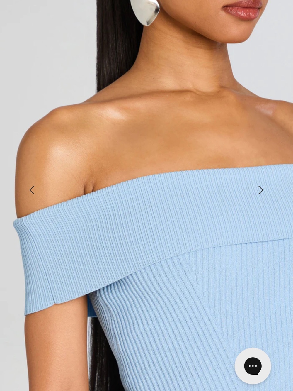 Retrofete Erica metallic knit dress Off-Shoulder Light Blue Fit-and-Flare mini S - Picture 4 of 9